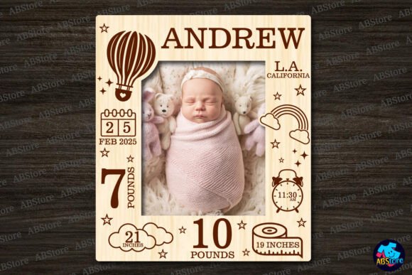 Download Baby Announcement Photo Frame Laser Cut - Frame Collection