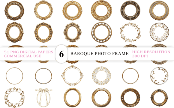 Download Golden Ornamental Round Frame PNG Set - Frame Collection