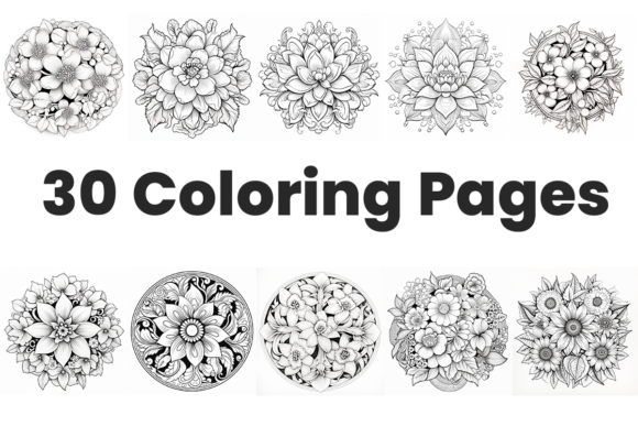 Download Set of 30 Floral Mandala Coloring Pages - Coloring page Collection