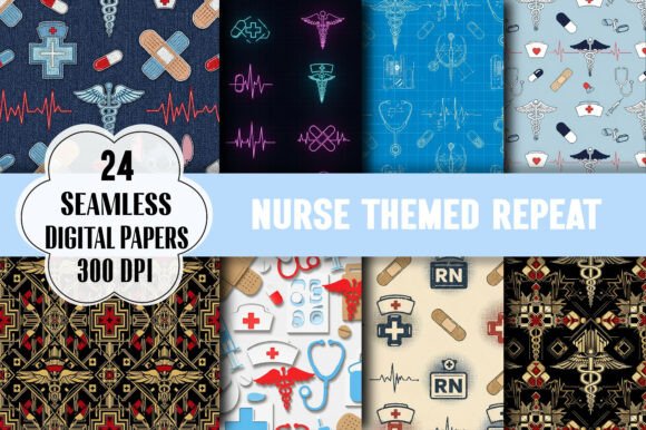 Download Nurse Themed Repeat Pattern - Repeat Collection