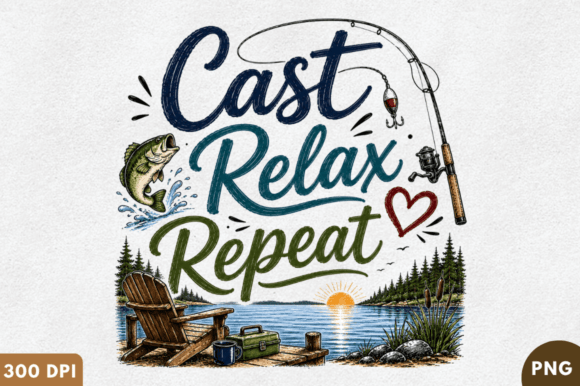Download Cast Relax Repeat PNG T-Shirt Design - Repeat Collection