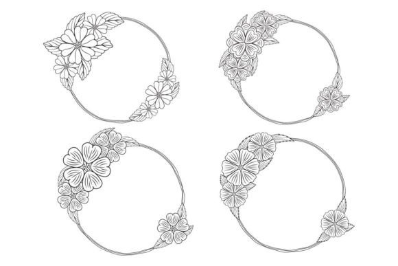 Download Doodle Flowers Wreath Round Vector - Premium Resources