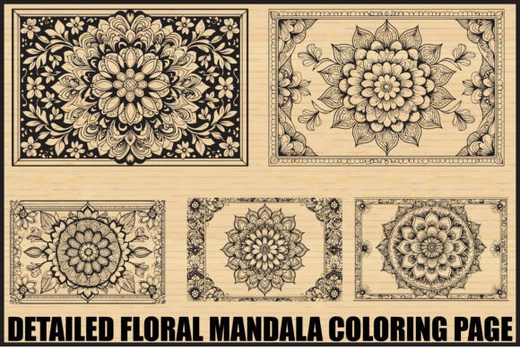Download Elegant Floral Mandala Coloring Page Set - Coloring page Collection