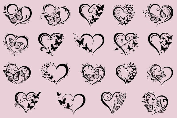 Download Heart with Butterfly SVG, Heart SVG,Love - Premium Bundle