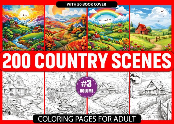 Download 200 Country Scenes Coloring Pages - KDP - Coloring page Collection