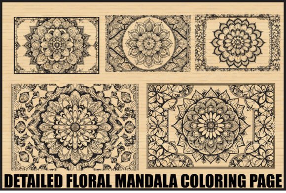 Download Elegant Floral Mandala Coloring Page Set - Coloring page Collection