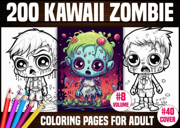 Download 200 Kawaii Zombie Coloring Pages - KDP - Coloring page Collection