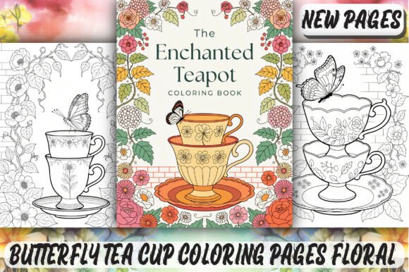 Download Butterfly Tea Cup Coloring Pages Floral - Coloring page Collection